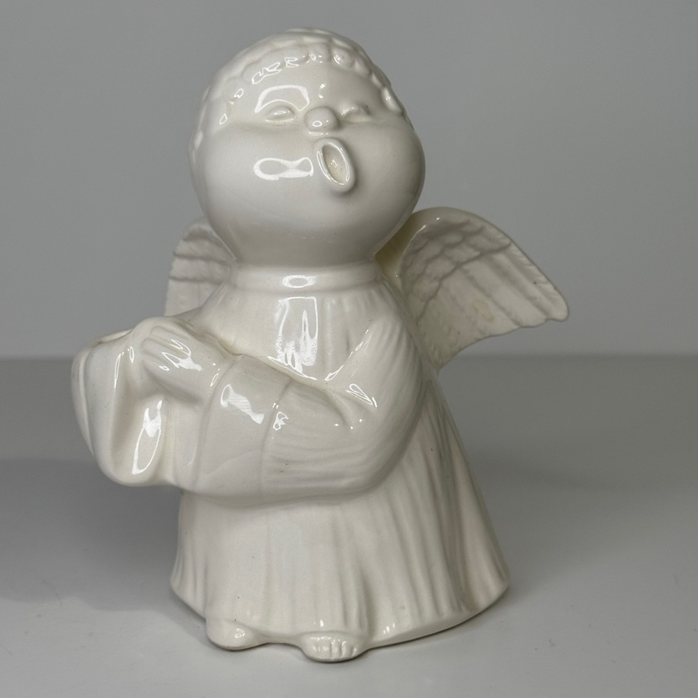 Fitz & Floyd Ceramic Angel Candlestick Holder Figurine - White 6”